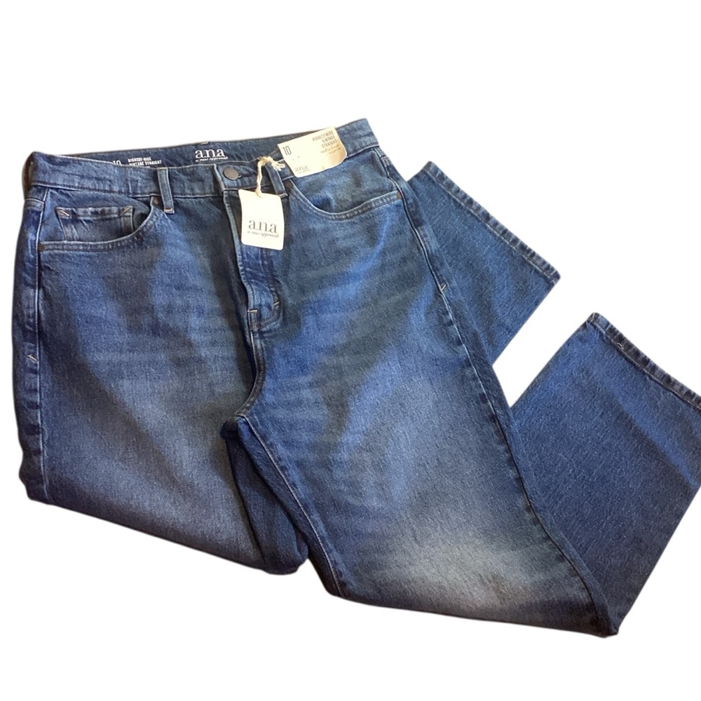 NWT a.n.a Highest Rise Vintage Straight Button Fly Jeans Size 10 Medium Wash